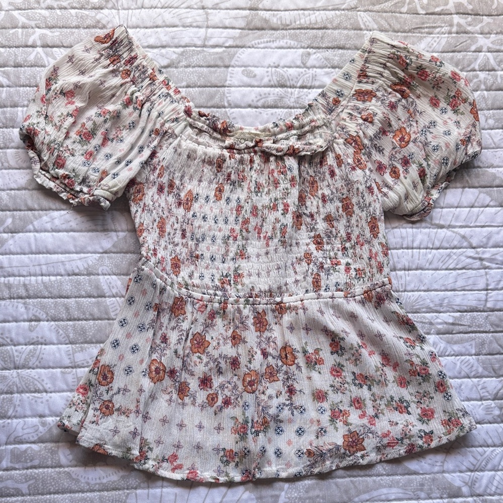 Hippie Rose Floral Blouse - Cream and Red